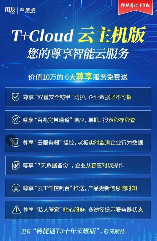 用友软件T+Cloud云主机版管理