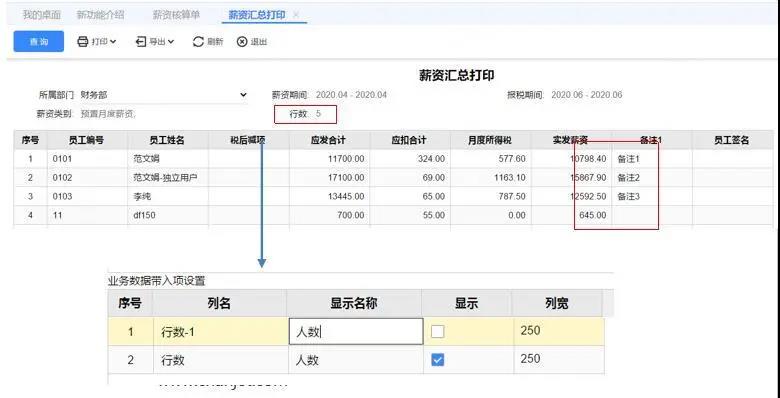 用友T+Cloud薪资汇总打印管理
