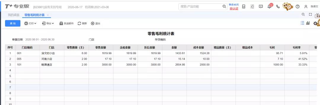 用友T+毛利分析