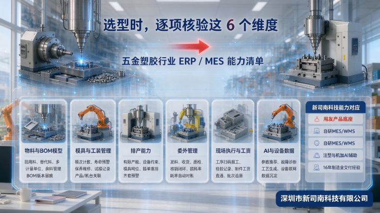 五金塑胶企业ERP+MES现场执行：工序扫码报工、模具台账与注塑机台数据采集